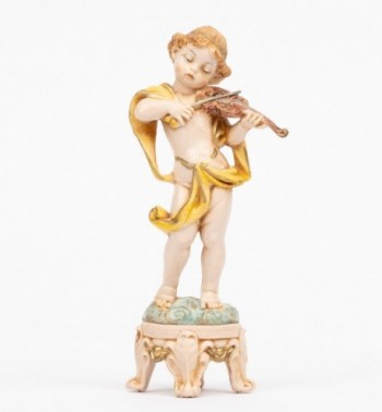 Ange avec un violon (63) coloration porcelaine, H 16 cm