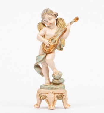 Ange avec une mandoline (64) coloration porcelaine, H 16 cm