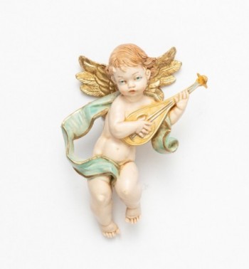 Ange avec une mandoline (65) coloration porcelaine, H 11 cm