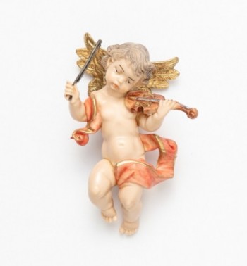 Ange avec un violon (66) coloration porcelaine, H 11 cm
