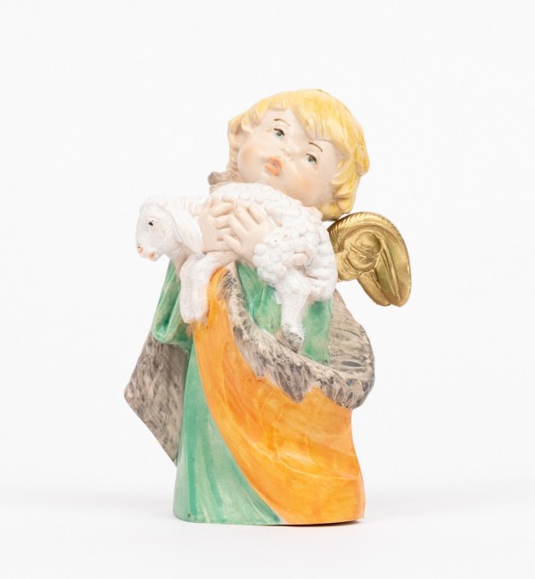 Ange avec un agneau (143) coloration porcelaine, H 10,5 cm