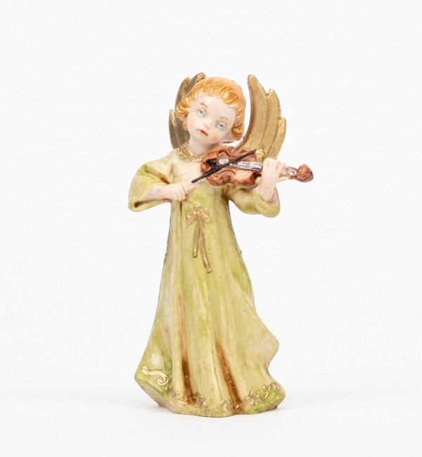 Ange avec un violon (163) coloration porcelaine, H 12 cm