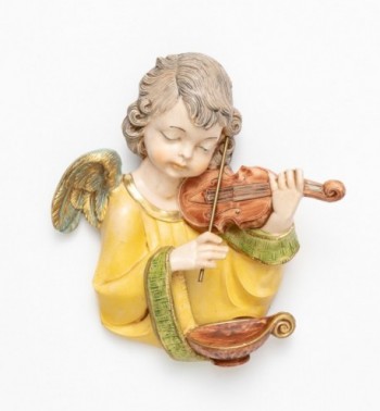 Ange avec un violon (167) coloration porcelaine, H 20 cm