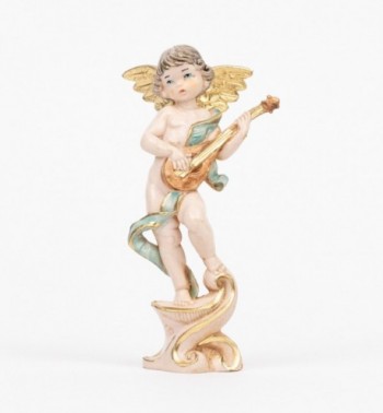 Ange avec une mandoline (264) coloration porcelaine, H 12 cm