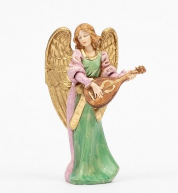 Ange avec une mandoline (267) coloration porcelaine, H 15 cm