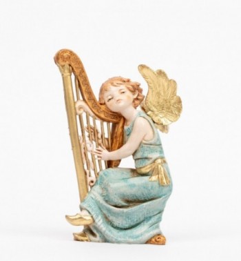 Ange avec une harpe (361) coloration porcelaine, H 15 cm