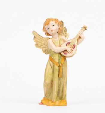 Ange avec une mandoline (362) coloration porcelaine, H 15 cm
