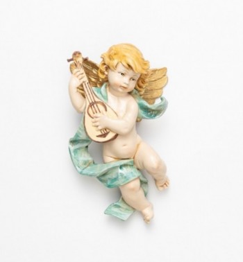 Ange avec une mandoline (365) coloration porcelaine, H 22 cm