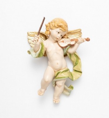 Ange avec un violon (466) coloration porcelaine, H 27 cm
