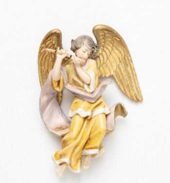 Ange avec une flute (467) coloration porcelaine, H 17 cm