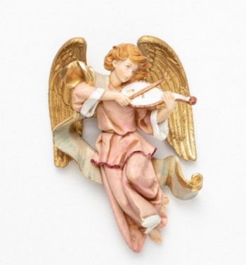 Ange avec un violon (469) coloration porcelaine, H 17 cm