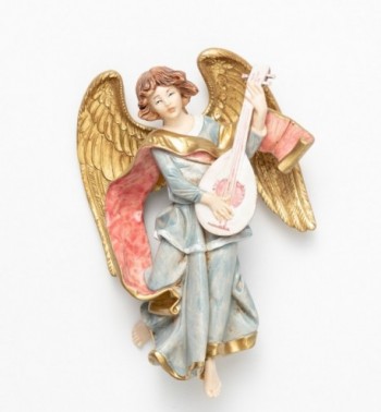 Ange avec une mandoline (470) coloration porcelaine, H 17 cm
