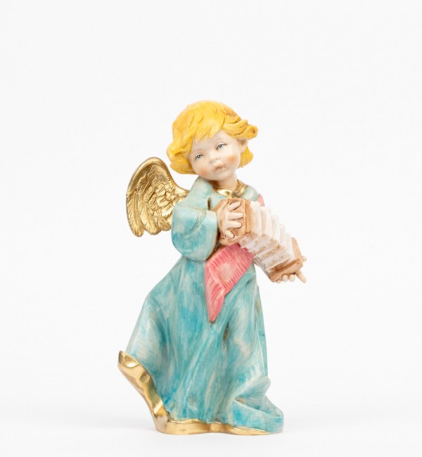Ange avec un accordéon (564) coloration porcelaine, H 20,5 cm