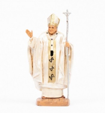 Pape Jean-Paul II (648) en soutane blanche, H 13 cm