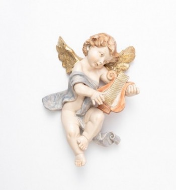 Ange avec une lyre (665) coloration porcelaine, H 36 cm
