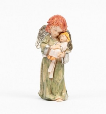 Ange avec l’Enfant (835) coloration porcelaine, H 15 cm