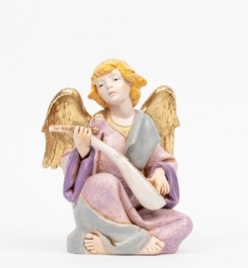 Ange avec une mandoline (957) coloration porcelaine, H 21 cm