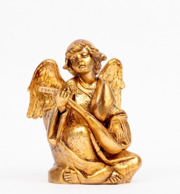 Ange avec une mandoline (957), feuille d'or H 21 cm