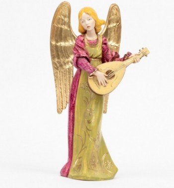 Ange avec une mandoline (967) coloration porcelaine, H 30 cm