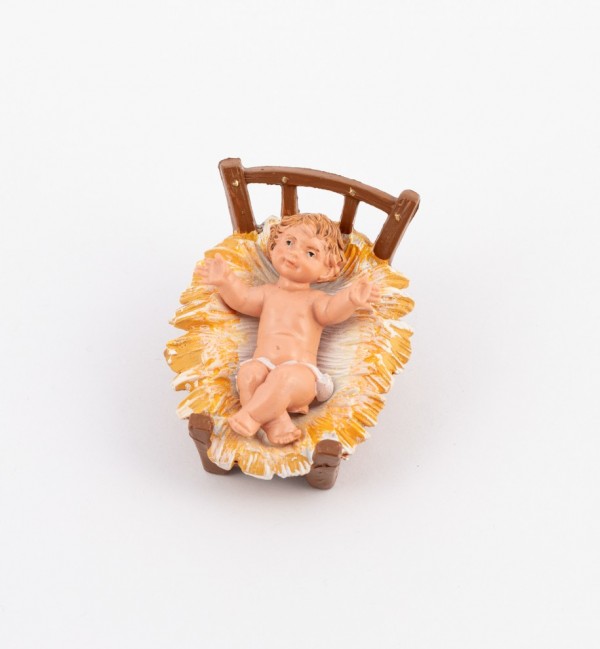 L’Enfant et le berceau pour crèche couleurs traditionelles 10 cm