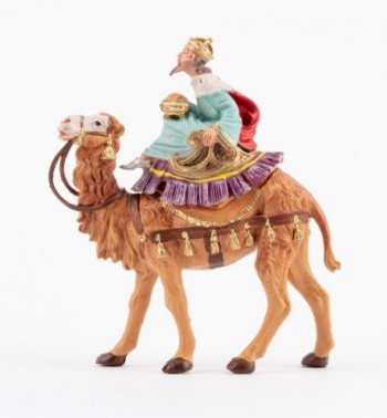 Roi Mage sur un chameau (8) pour crèche couleurs traditionelles 10 cm