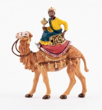 Roi Mage sur un chameau (9) pour crèche couleurs traditionelles 10 cm