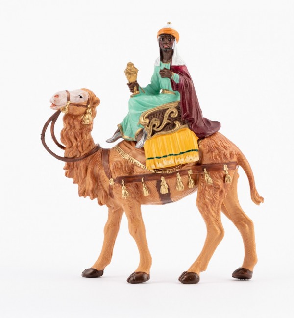 Roi Mage sur un chameau (10) pour crèche couleurs traditionelles 10 cm