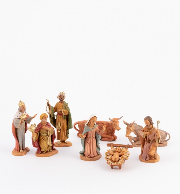 Naissance de Jésus, 8 éléments pour crèche 10 cm