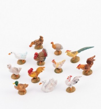 Poules et autres volailles pour crèche 10 cm