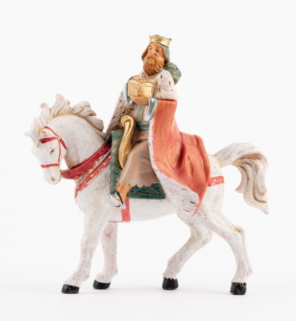 Roi Mage sur un cheval pour crèche 12 cm