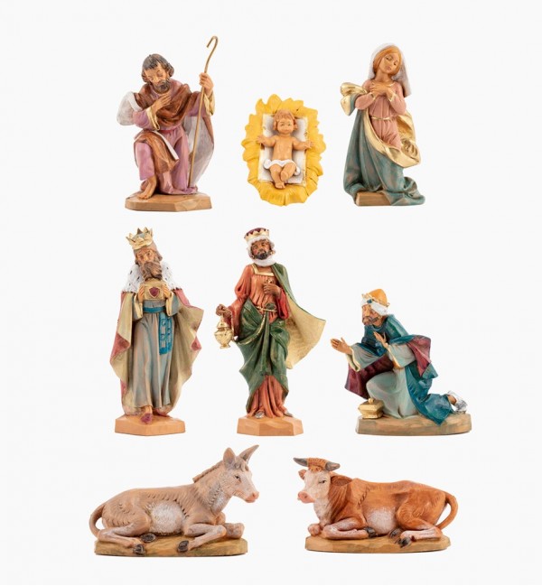 Naissance de Jésus, 8 éléments pour crèche 17 cm