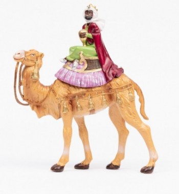 Roi Mage sur un chameau (1) pour crèche couleurs traditionelles 19 cm