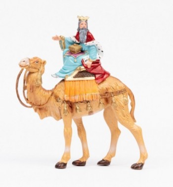 Roi Mage sur un chameau (2) pour crèche couleurs traditionelles 19 cm