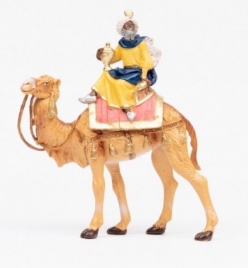 Roi Mage sur un chameau (3) pour crèche couleurs traditionelles 19 cm