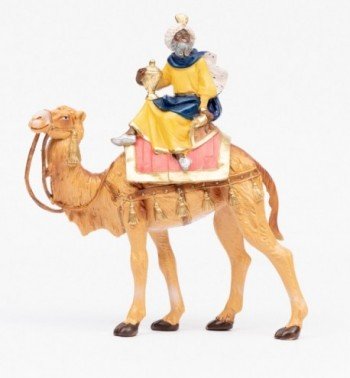 Roi Mage sur un chameau (3) pour crèche couleurs traditionelles 19 cm