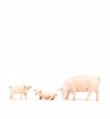 Famille de cochons pour crèche 19 cm