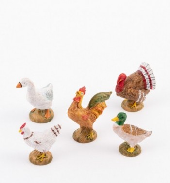 Poules et autres volailles pour crèche 19 cm