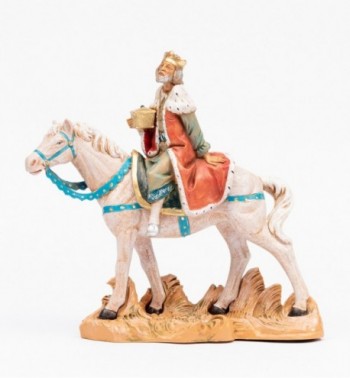 Roi Mage sur un cheval pour crèche 19 cm