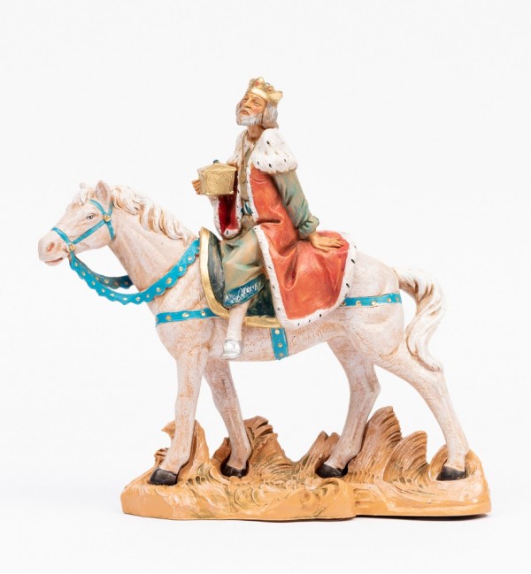 Roi Mage sur un cheval pour crèche 19 cm