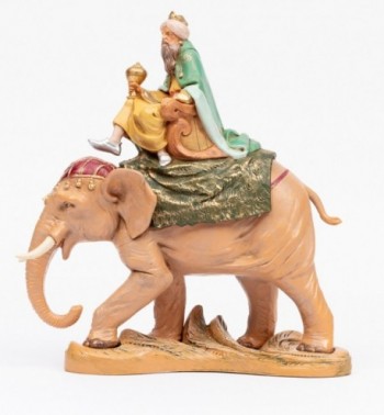 Roi Mage sur un éléphant pour crèche 19 cm