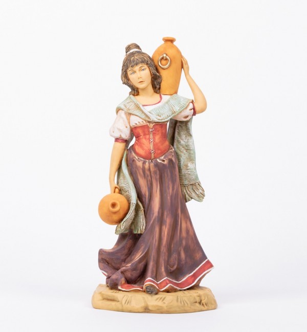 Figurine Fontanini Femme Avec Panier 12 Cm – Résine Peinte à La Main, Italie, Pour Crèche De Noël