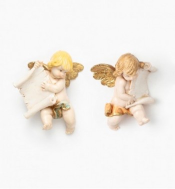 Anges avec un parchemin (396-7) coloration porcelaine, H 7 cm