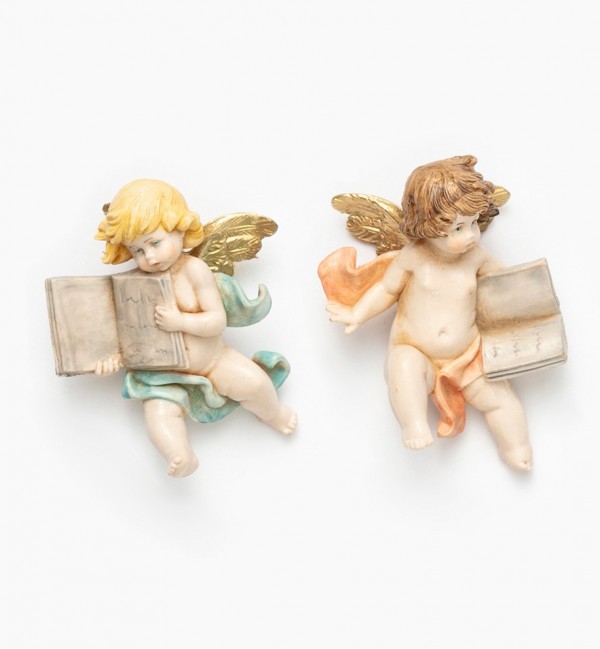 Anges avec un livre (896-7) coloration porcelaine, H 7 cm