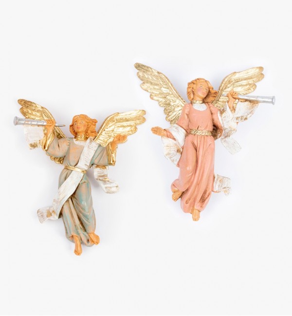 Anges jouant de la trompette (15D-15S) pour crèche 12 cm