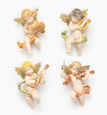 Anges jouant de la musique (3/6) coloration porcelaine, H 6 cm