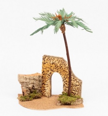 Ruines avec des palmiers en bois n° 857, H 12 cm