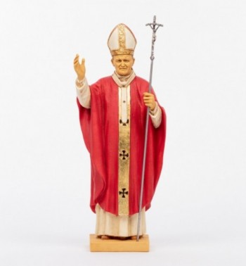 Pape Jean-Paul II en soutane rouge en résine, H 56 cm