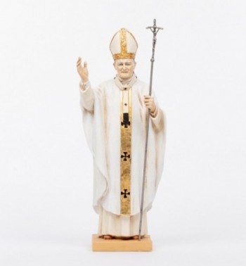 Pape Jean-Paul II en soutane blanche en résine, H 56 cm