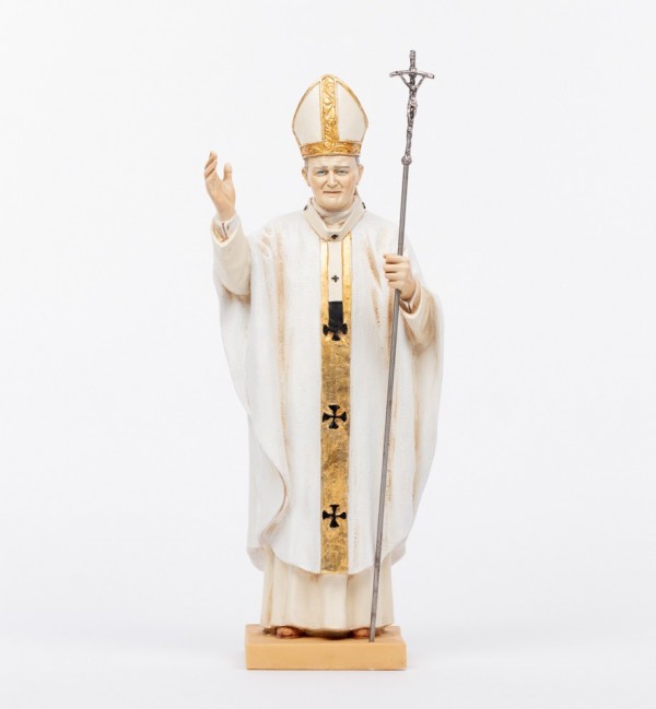 Pape Jean-Paul II en soutane blanche en résine, H 56 cm