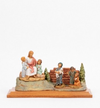 Scène de Jésus avec des enfants avec personnages, H 12 cm